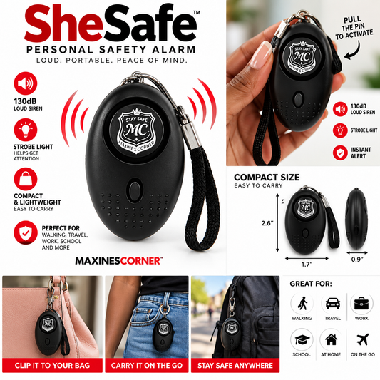 She Safe™ Personal Safety Alarm | 130dB Siren & Strobe
